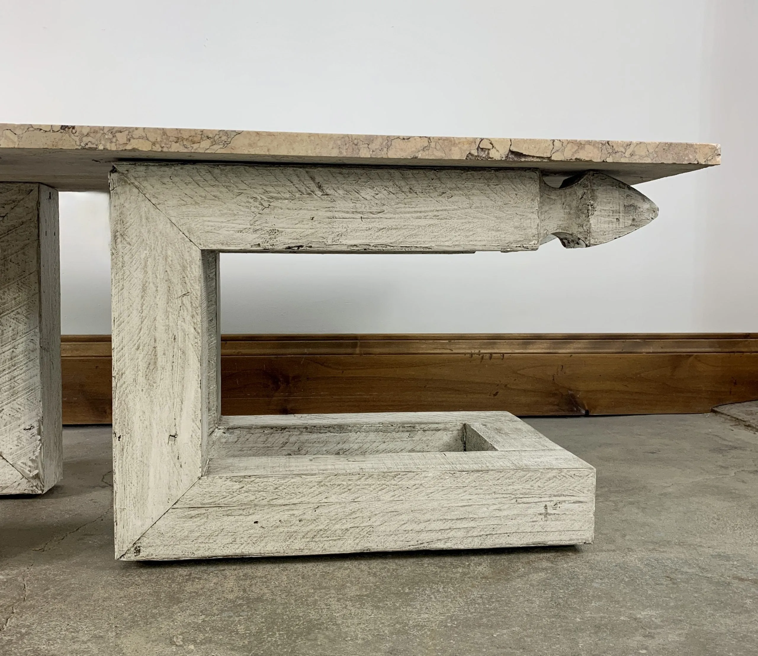 Stone Top Coffee Table, Custom, Rustic, Rose Marble