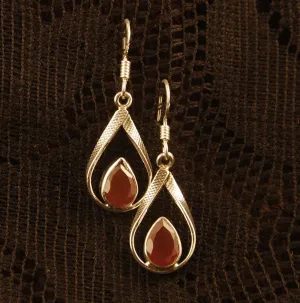 Teardrop Silver Earrings with Gemstone