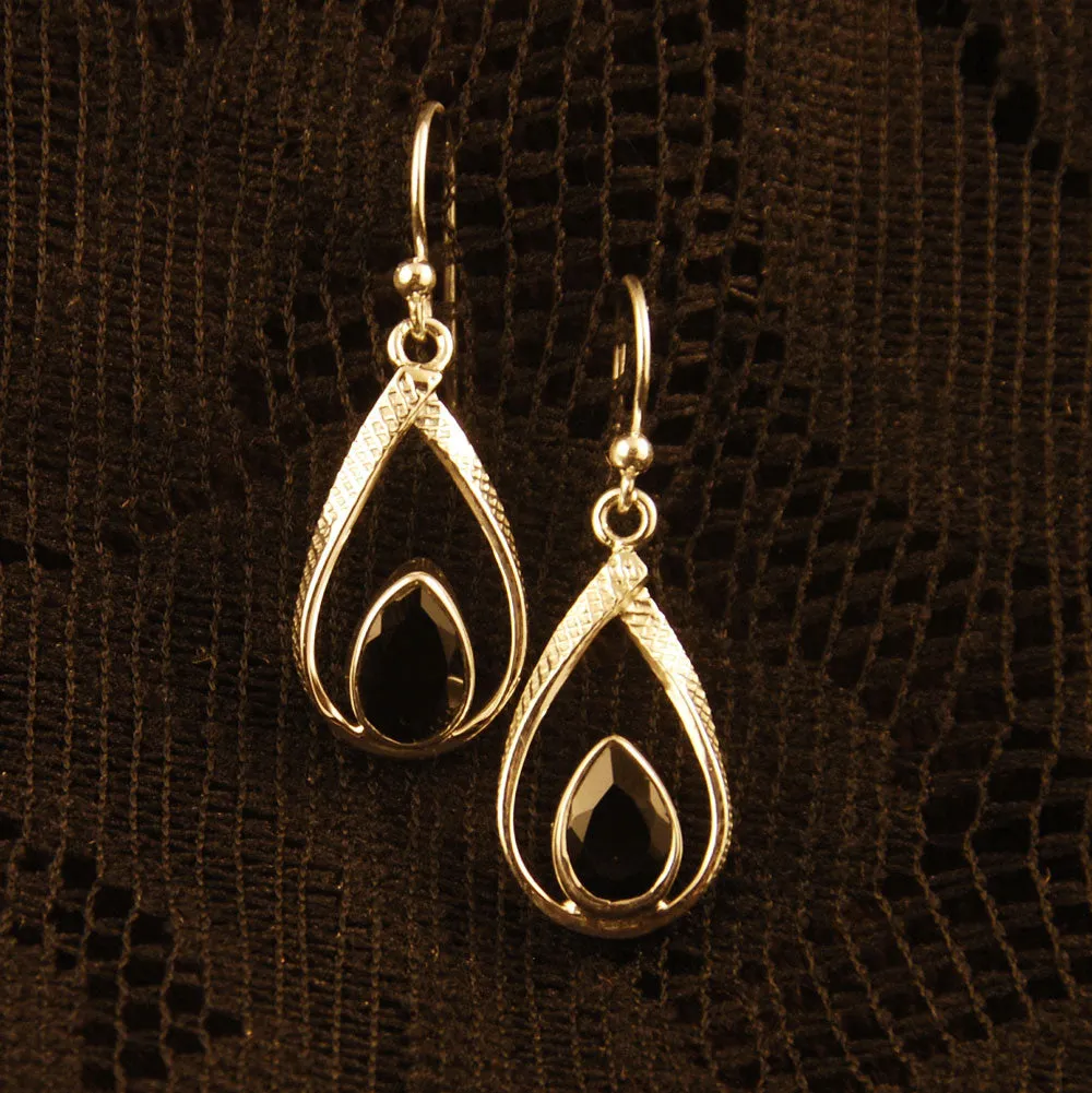 Teardrop Silver Earrings with Gemstone