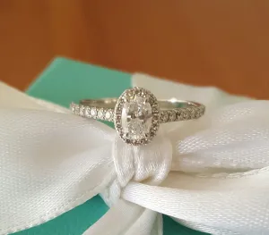 Tiffany & Co. 0.57tcw E/VVS2 Oval Diamond Soleste Halo Engagement Ring