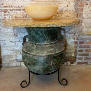 Vanity Custom, Ceramic Pot, Iron Stand, Stone Top